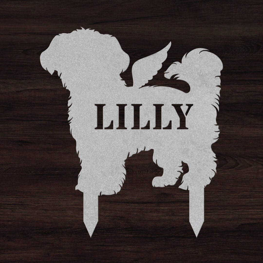 Maltipoo Silver Angel Wings Yard Statue Stake, Custom Maltipoo Dog ...