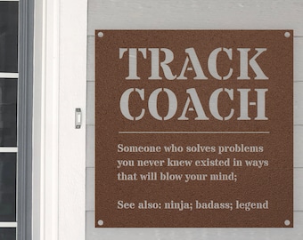 Track and Field Coach Funny Gift Metal Sign For Women and Men, For Birthday, Appreciation, Thank You Gift, A Personalized Custom Name Wall A