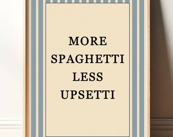 Spaghetti Print Wall Art, Humorous Poster, Funny Wall Art for Kitchen Striped Poster Modern Decor Minimalist Vintage PR046