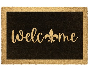 Fleur De Lis Doormat, Mardi Gras Decor, Cute Doormat, Welcome Mat, Outdoor Rug, Fleur De Lis, New Orleans, Front Door Mat, Doormat