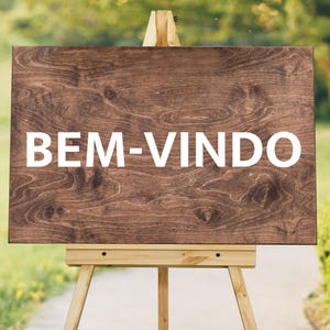 Portuguese Welcome Sign Bem-vindo Wood Sign Wooden Wedding Sign Front Door Decor Angola Brazil Portugal Decor Housewarming Gift
