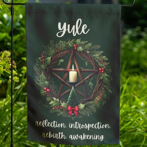 Winter Solstice Yard Flag Wheel of the Year Witch Sabbat Decor Double-sided Lawn Ornament Wiccan Gift for Outdoor Altar Pagan Garden Decor 5