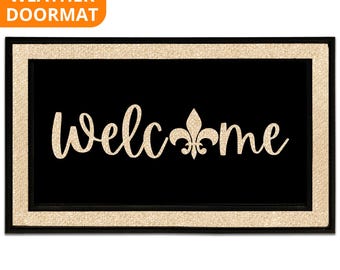 Fleur De Lis Doormat, Mardi Gras Decor, Cute Doormat, Welcome Mat, Outdoor Rug, Fleur De Lis, New Orleans, Front Door Mat, Doormat