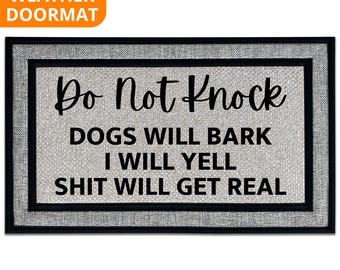Do Not Knock Crazy Dog Funny Doormat | No Soliciting Front Door Sign | Funny Dog Doormat | Dog Lover Doormat Gift | Dog Owner Welcome Mat