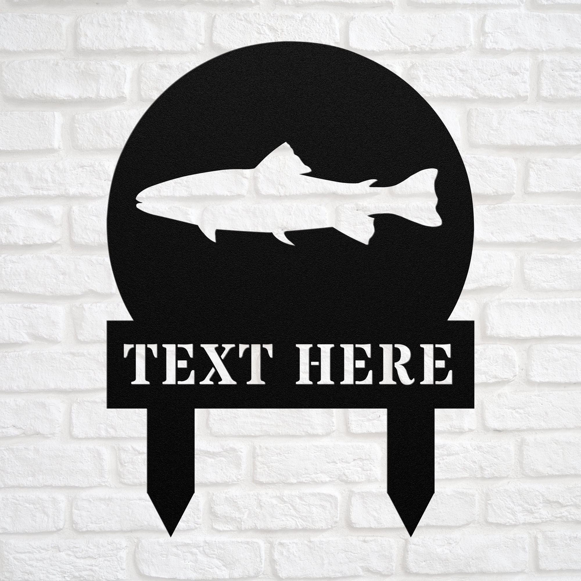Personalized Trout Fishing Yard Statue Stake in Heaven Metal Outdoor ...