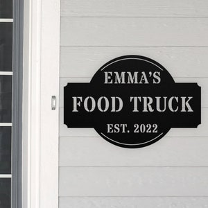 Personalized Food Truck Metal Sign Wall Art, Custom Food Truck Plaque Front Home Decor Outdoor Porch Door Christmas Gift
