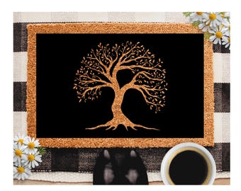 Tree Of Life Doormat Door Mat Coir Doormat - Tropical Tree Mat - Welcome Front Door mat - Housewarming Gift