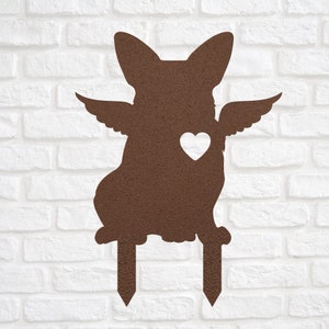 Corgi Angel Wings Garden Statue Stake, Custom Pembroke Welsch Corgi ...