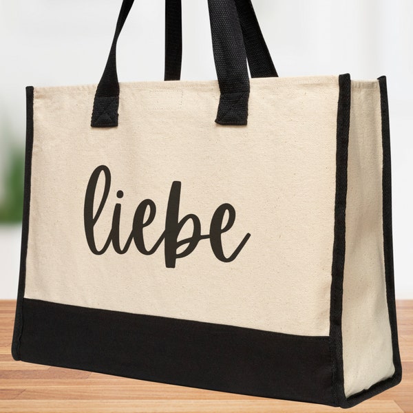 Liebe Tote Bag German Love Deutsch Deutschland Gift For German Wedding Bachelorette Bridesmaid Anniversary Birthday Premium Canvas Tote Bag