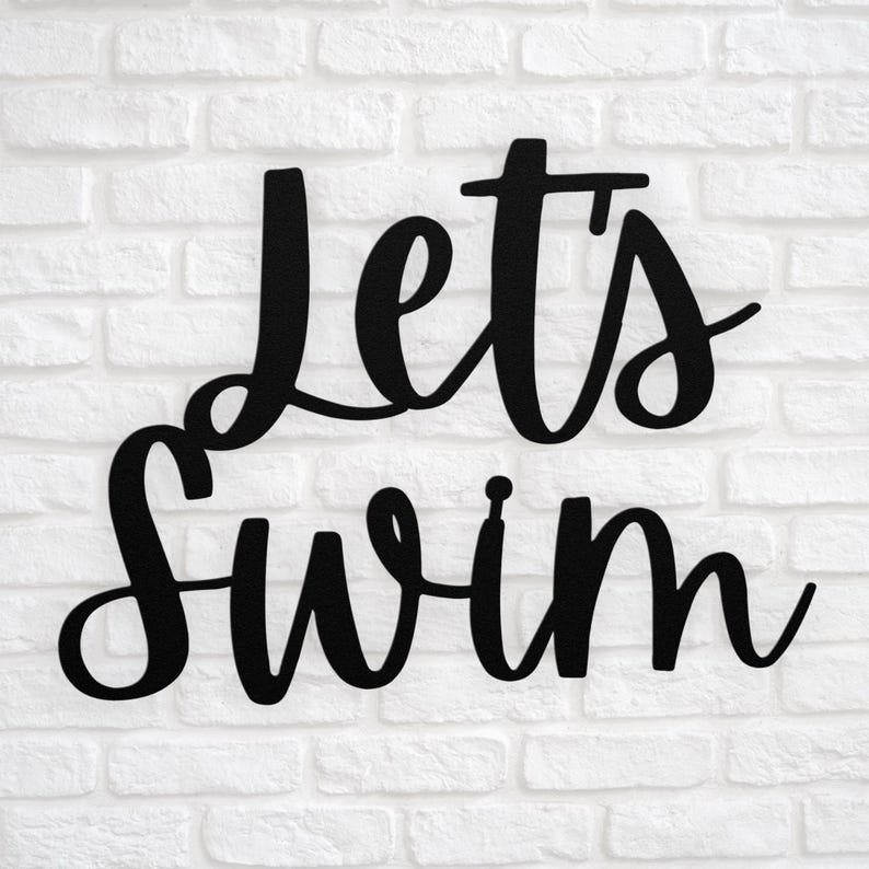 Swimming Cursive Swim Sign, Pool Metal Sign Summer Outdoor Wall Art, Porch Wall Sign ...