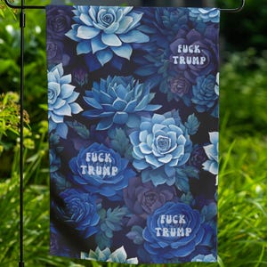 Subtle Anti Trump Flag, Anti Trumpism Floral Fck Trump Fdt Yard Sign Feminist Flag, Liberal Trump Parody Anti Republican Garden Flag Banner
