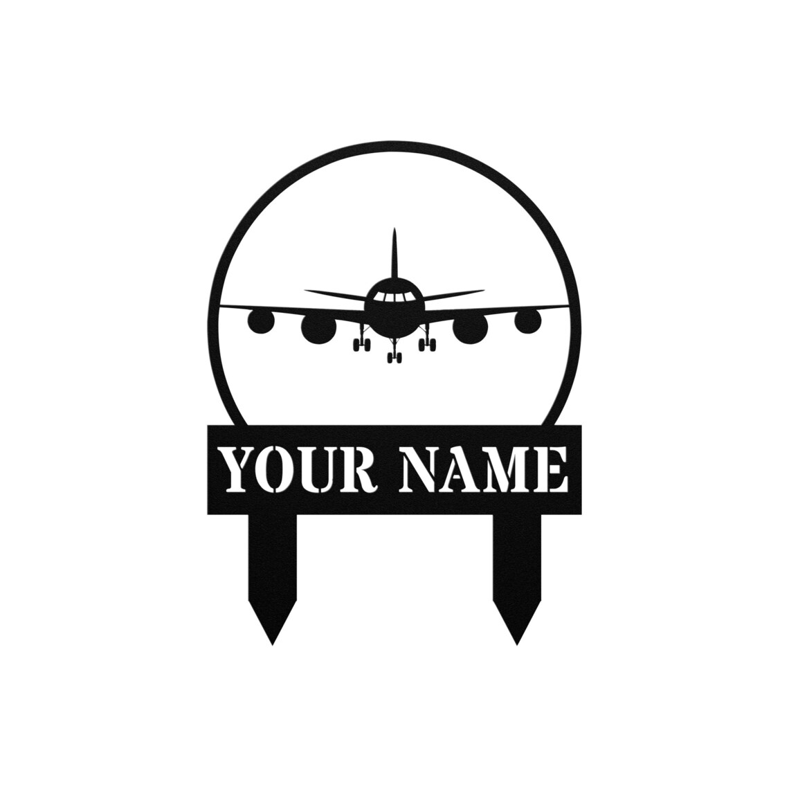 Bffae Sign Custom Airplane Metal Yard Art Address Sign Personalized Pilot Name ...