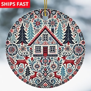 Scandinavian Christmas Ornaments Swedish Folk Art Gift Norwegian Christmas Home Decor European Gifts Nordic Folk Art Christmas Gift