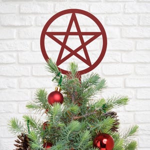 Star Tree Topper Gothic Holiday Home Decor  - Red Metal Tree Topper