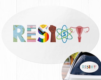 Resist Sticker Vinyl, Banned Books Reproductive LGBT Rights Social Justice Climate Change Science Liberal Feminist BLM Activist Sticker Car