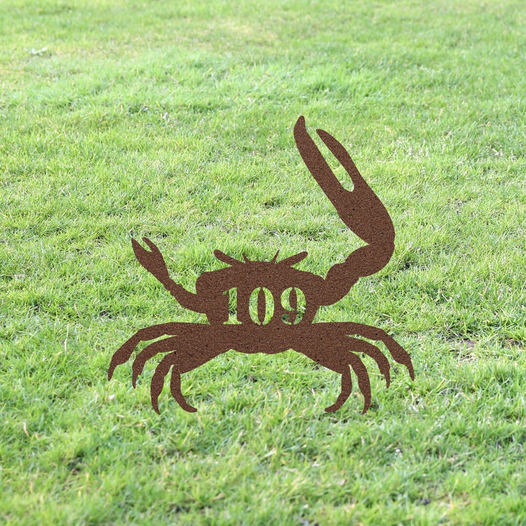 Fiddler Crab House Number Sign Yard Address Plaque Garden Lawn Stake