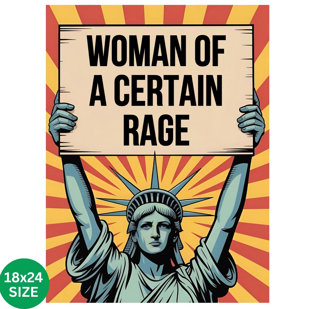 Woman Rage No Kings Protest Poster Sign Anti Trump Protest Sign March ...