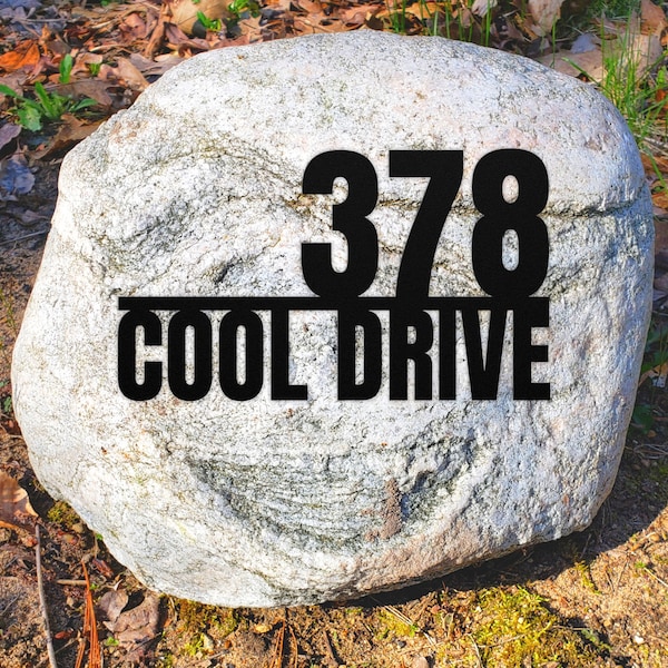 Custom Metal Sign For Rock Stone Address Sign House Number Or Wall Art