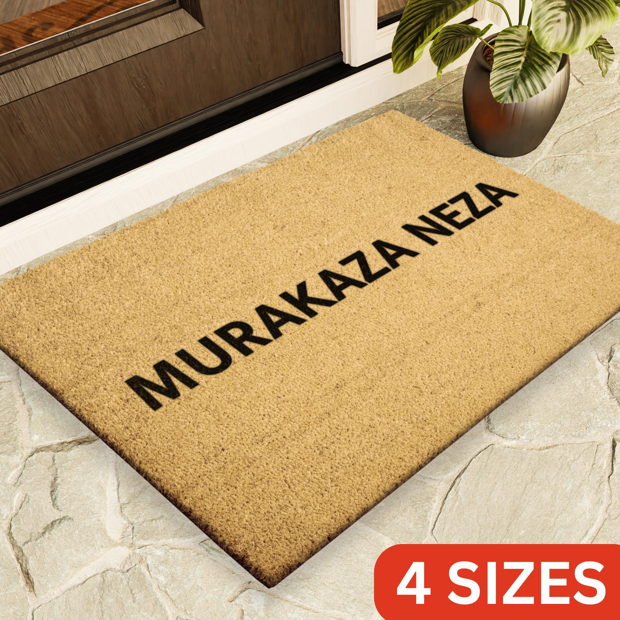 Kinyarwanda Welcome Doormat Murakaza Neza Outdoor Rug Coir Rwanda