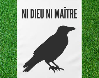 Anti-Authoritarian Garden Flag Anarchist Anti Trump Ni Dieu Ni Maître Yard Sign No Kings Liberal Leftist Feminist Resistance Banner Flag r