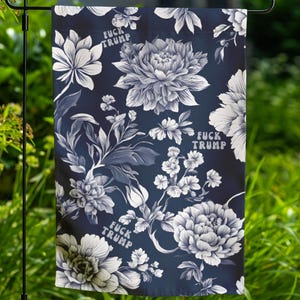 Subtle Anti Trump Flag, Anti Trumpism Floral Fck Trump Fdt Yard Sign Feminist Flag, Liberal Trump Parody Anti Republican Garden Flag Banner