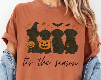 Black Labrador Retriever Halloween Shirt, Black Lab Fall Tshirt Dog Trick Or Treat Spooky Season T shirt Costume T-shirt Pumpkin Coffee Tee