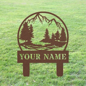 Naturaleza montaña bosque metal patio arte dirección signo colina árbol gran aventura signo hogar senderismo decoración camper excursionista vivero césped cumpleaños