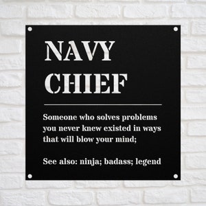 Personalized NAVY CHIEF Gift Metal Sign For Birthday, Christmas, Appreciation Gift l Custom Name Travel Wall Art for Men Women