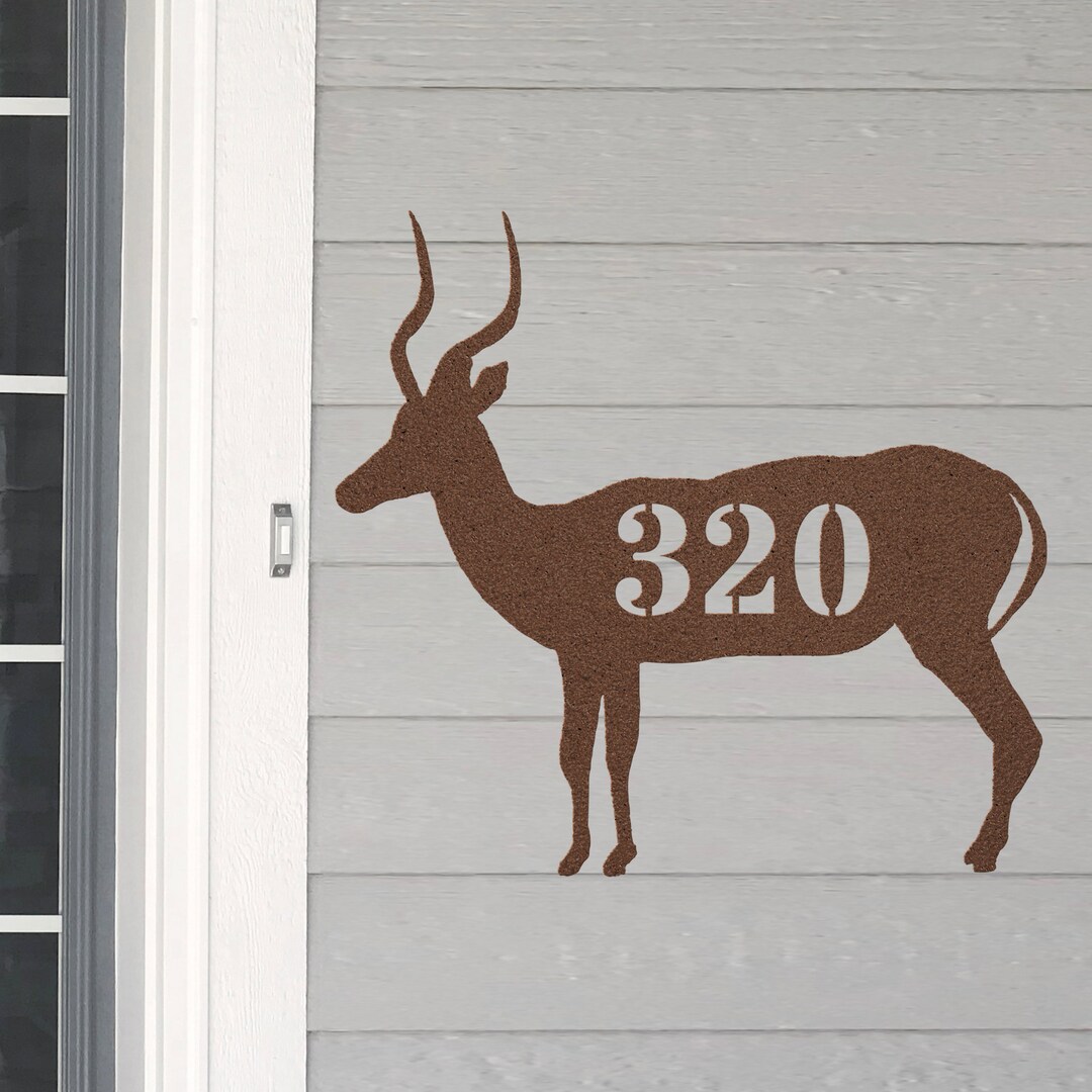 Personalized Antelope Address House Number Sign Metal Wall Art, Custom ...