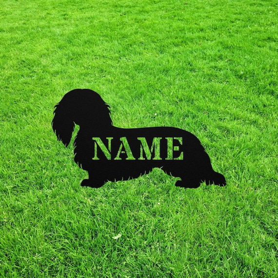 Personalized Long Haired Dachshund Garden Statue Stake Custom Etsy