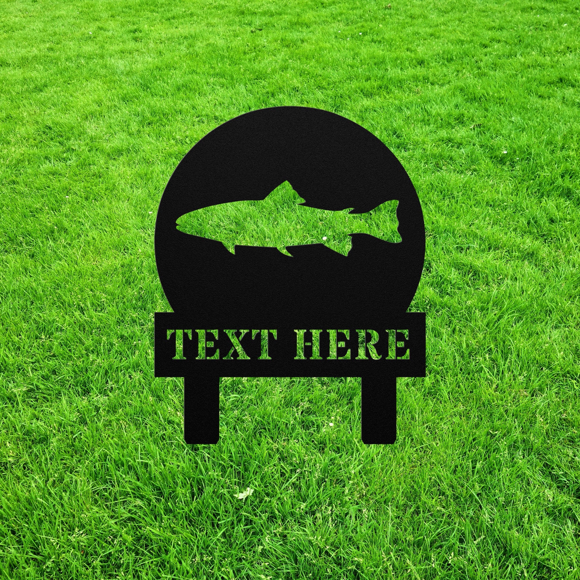 Personalized Trout Fishing Yard Statue Stake in Heaven Metal Outdoor ...