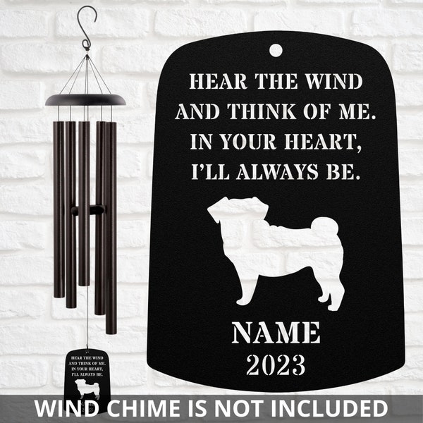 Pug Wind Chime Sail Pug Memorial Pug Loss Gift Sympathy Bereavement Listen To The Wind Condolence