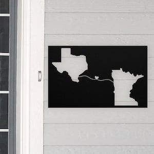 Texas Minnesota Metal Sign Minnesota Texas Wall Art Tx Mn Two State Maps Mn Tx Long Distance Moving Gift