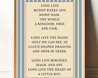 Boys Poem Art Print: Vintage Nursery Decor