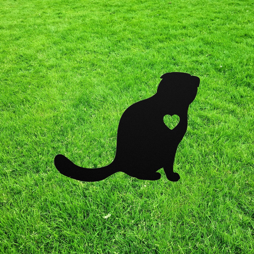 Personalized Cat Garden Statue Stake, Custom Black Cat Outdoor Yard Art