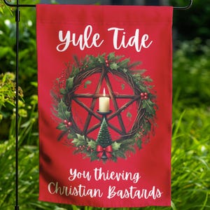 Winter Solstice Yard Flag Wheel of the Year Witch Sabbat Decor Double-sided Lawn Ornament Wiccan Gift for Outdoor Altar Pagan Garden Decor 9