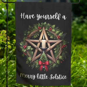 Winter Solstice Yard Flag Wheel of the Year Witch Sabbat Decor Double-sided Lawn Ornament Wiccan Gift Outdoor Altar Pagan Garden Decor 18