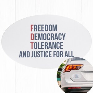 Subtle FDT Anti Trump Car Magnet Bumper, Democrat Resistance Gift Magnet, Freedom Democracy Tolerance, Liberal, Magnet Social Justice Gift c