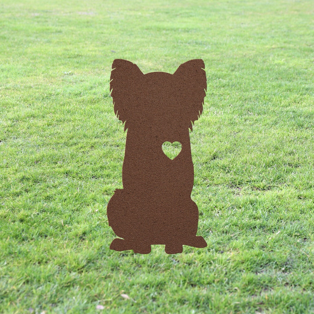 Personalized Long Haired Chihuahua Garden Statue Stake, Custom Long