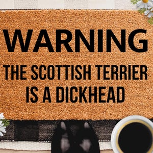 Scottish Terrier Doormat Scottish Terrier Door Mat Funny Welcome Mat Coir Outdoor Rug Know You Are Here Newlywed Wedding Gift