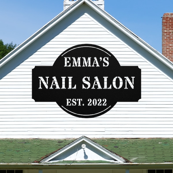 Personalized Nail Salon Metal Sign Wall Art, Custom Nail Salon Plaque Front Home Decor Outdoor Porch Door Christmas Gift