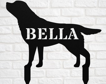 Personalized Black Lab Garden Statue Stake, Custom Black Lab Outdoor Yard Art Decor, Memorial Remembrance Sculpture, Outdoor Statue