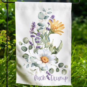 Subtle Anti Trump Flag, Anti Trumpism Floral Fck Trump Fdt Yard Sign Feminist Flag, Liberal Trump Parody Anti Republican Garden Flag Banner