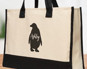 Penguin Tote Bag, Gift Custom Bag, Personalized Gift Bag, Custom Pet Mom Gift, Personalized Pet Bag, Custom Pet gift, Canvas Tote Bag
