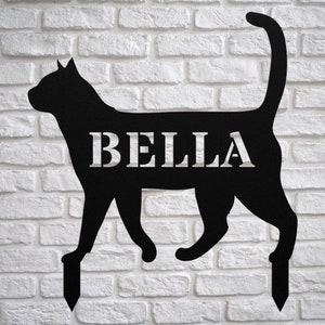 Personalized Cat Memorial Stake, Metal Stake, Cat Loss, Sympathy Sign, Pet Grave Markers, Remembrance Stake, Garden Decor, Flower Cat