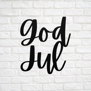 God Jul Metal Farmhouse Sign, Merry Christmas, Swedish, Norwegian
