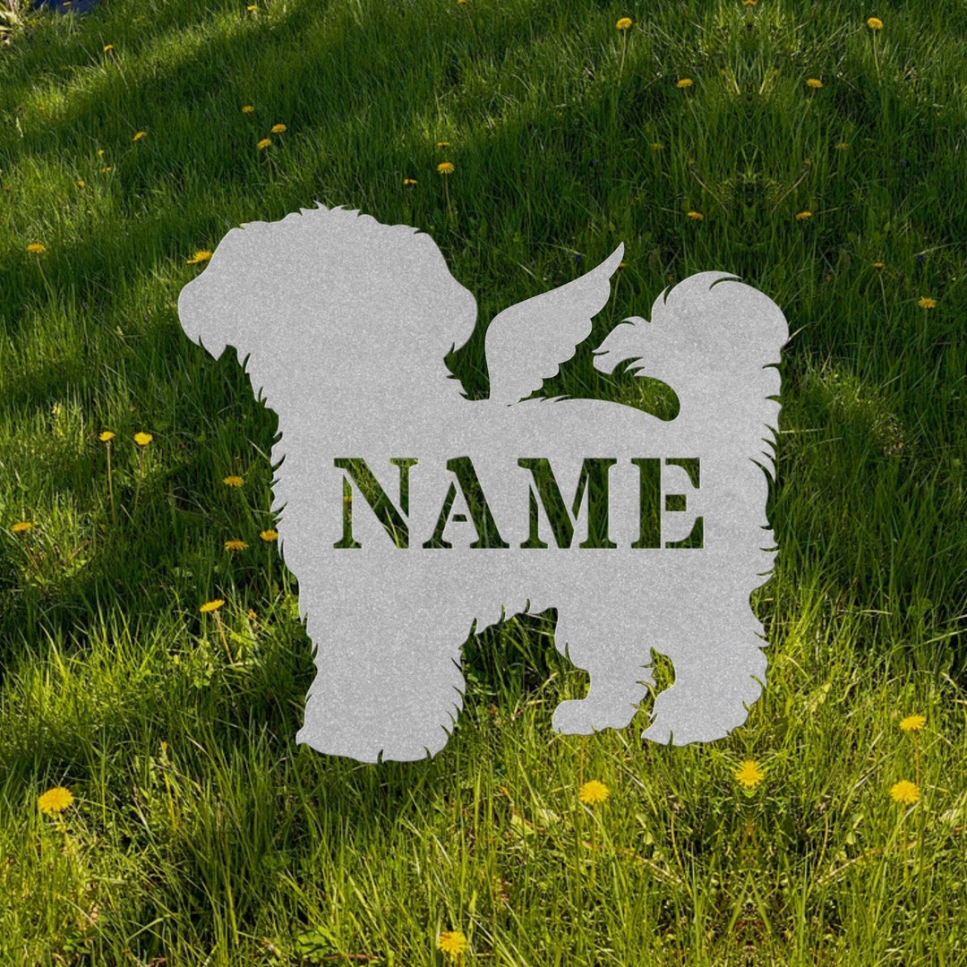Maltipoo Silver Angel Wings Yard Statue Stake, Custom Maltipoo Dog ...