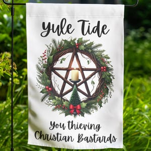 Winter Solstice Yard Flag Wheel of the Year Witch Sabbat Decor Double-sided Lawn Ornament Wiccan Gift Outdoor Altar Pagan Garden Decor 14