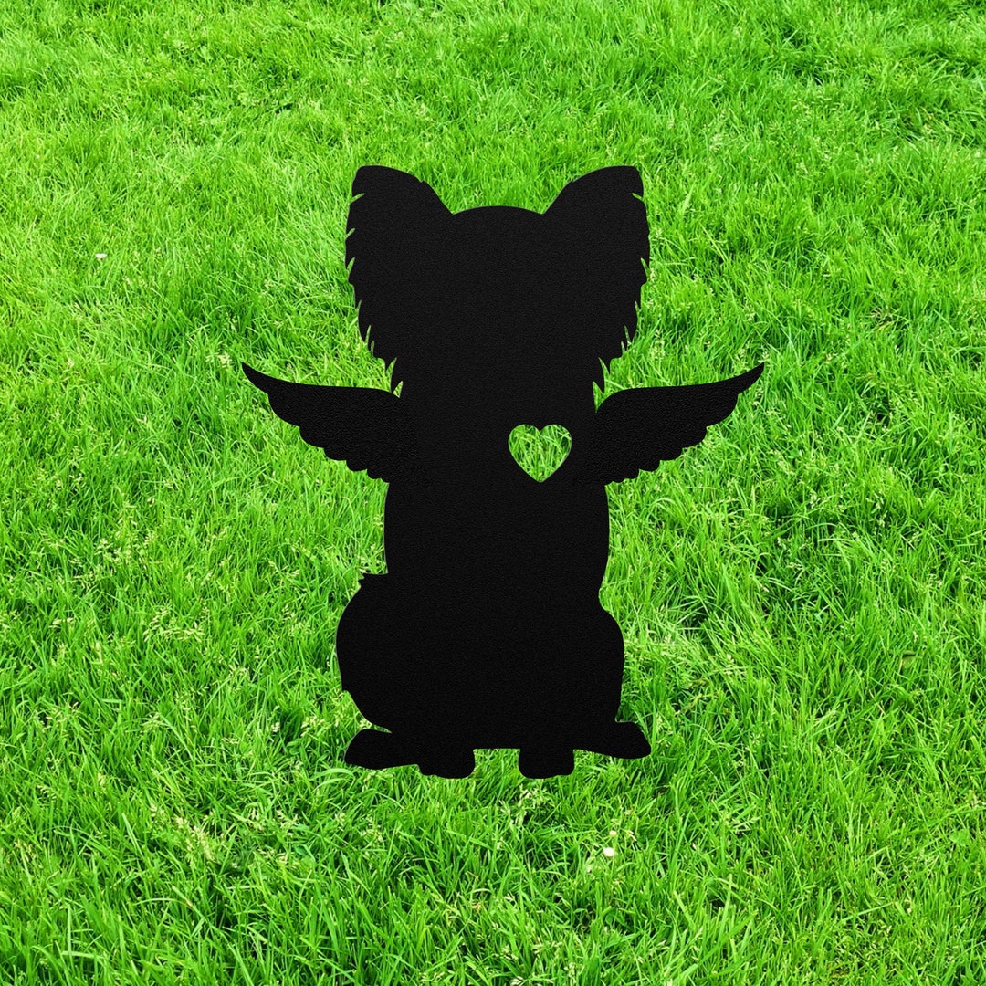 Long Haired Chihuahua Angel Wings Garden Statue Stake, Custom Long Hair ...