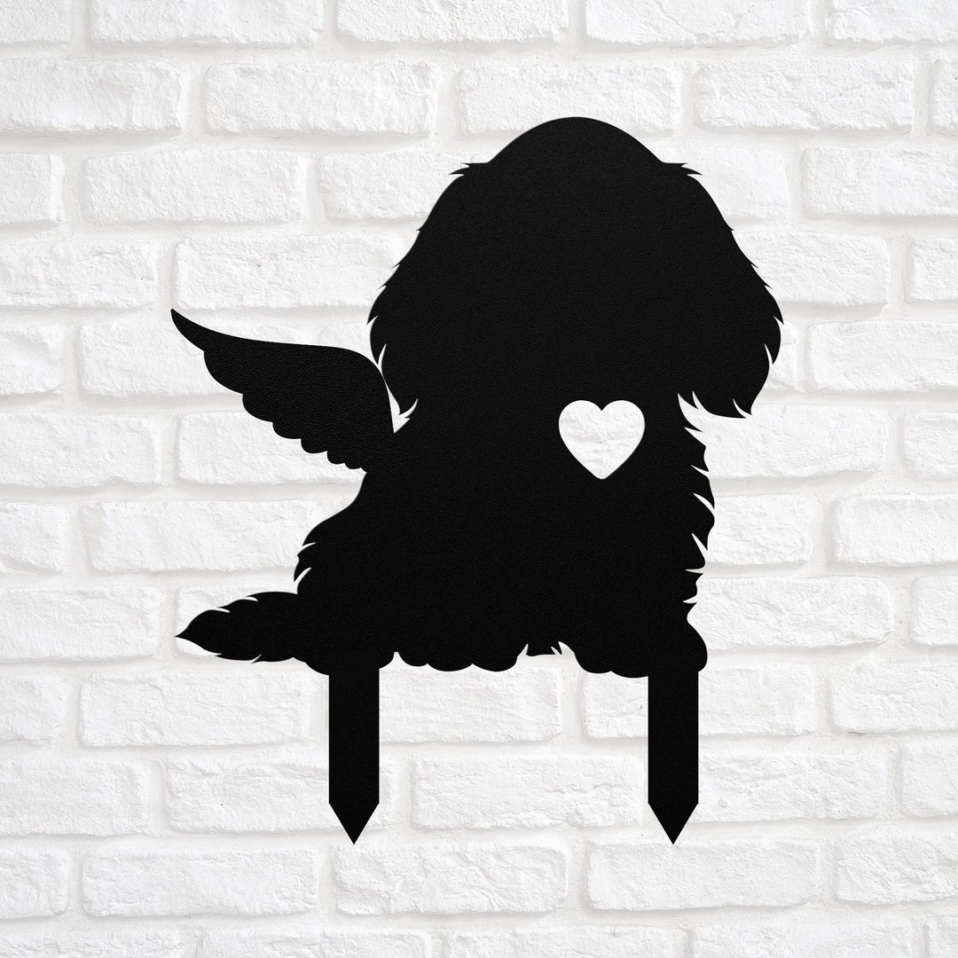 Long Haired Dachshund Angel Wings Garden Statue Stake, Custom Long Hair ...